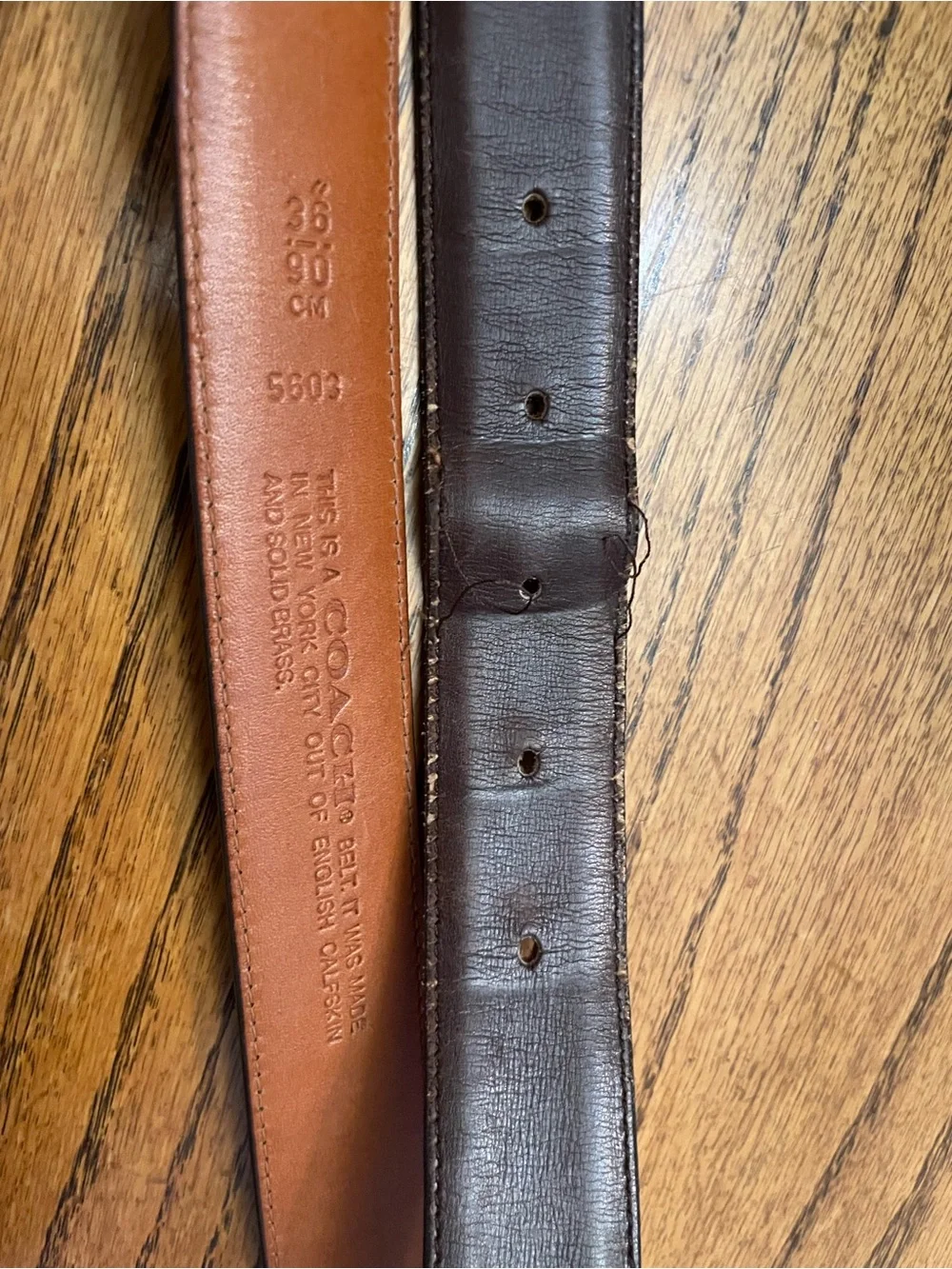Men's Coach Brown Leather Belt with Solid Brass Buckle 36”